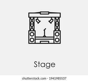 Stage vector icon.  Editable stroke. Linear style sign for use on web design and mobile apps, logo. Symbol illustration. Pixel vector graphics - Vector
