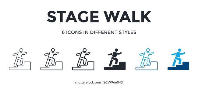 Stage Walk Icon In Different Style Vector Illustration. Designed In Thin Line, Regular Line, Bold Line, Glyph, Color Line, And Color Glyph Style Can Be Used For Web