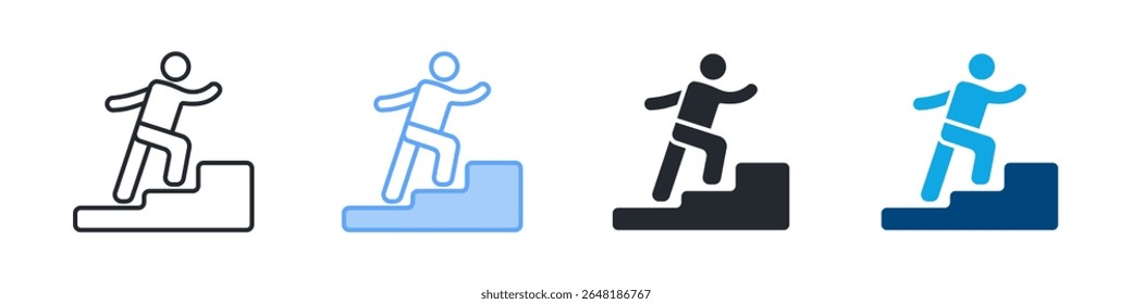 Stage Walk Icon Set Multiple Style. Designed In Outline, Blue, Glyph, Dual Tone