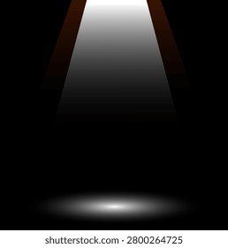 Stage white spotlight on black background, Vector illustration light shining down on the floor