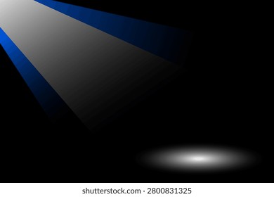 Stage white spotlight on black background, Vector illustration light shining down on the floor