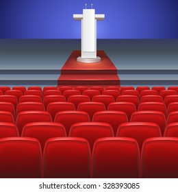 Stage with, seats and rostrum vector illustration for your design