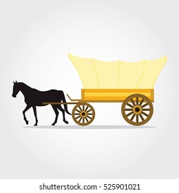 Stagecoach Carriage isolated on white background. Old transport. Vector illustration. 