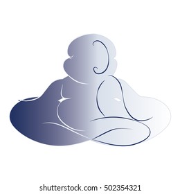 Stages before and after weight loss. Silhouettes with different body mass. Padmasana, lotus