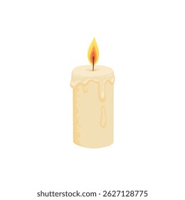 Etapas de la Ilustración vectorial de la vela ardiente. Velas de fusión con cera goteante ilustraciones originales. Proceso de quemado en diferentes etapas. Sobre fondo blanco para su diseño