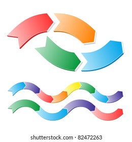 Stages of chart in arrows. Easily editable vector.