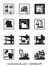 Stages of construction of building - vector illustration