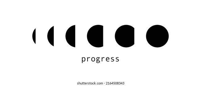 Stages of geometric progress. Transformation and renewal of black circle concept of transformation of personal thinking and development of vector personality