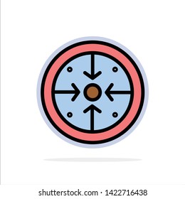 Stages, Goals, Implementation, Operation, Process Abstract Circle Background Flat color Icon