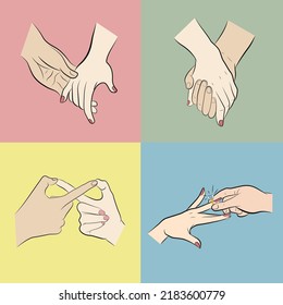 Stages of relationships to marriage. Vector illustration.