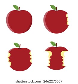 Stages of someone eating an apple vector
