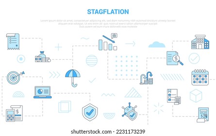 stagflation concept with icon set template banner with modern blue color style