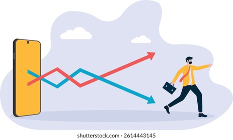 Stagflation as finance crisis or economy recession. Financial investment volatility, uncertainty or change in business and stock market.

