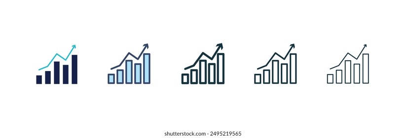 Stagflation vector icon set black filled and outlined style.