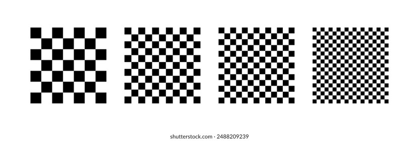 Staggered Cubes Set Icons. Silhouette style. Vector icons.