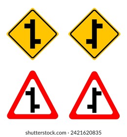 Staggered intersection sign. Vector design.
