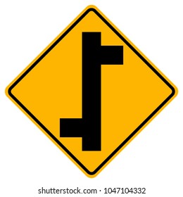 Staggered Junction Traffic Road Sign,Vector Illustration, Isolate On White Background Icon. EPS10