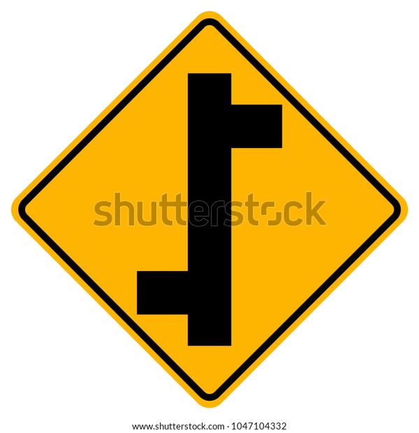 Staggered Junction Traffic Road Signvector Illustration Stock Vector ...