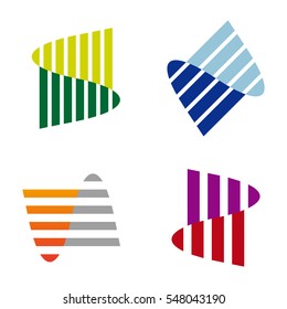 Staggered vector melody logo template. "A","V","N","S","D","C" letters icon set. You can use in the commerce, financial, music, building, structure, concert and communication concept of pattern. 