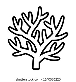 Staghorn branching coral in coral reef line art vector icon for marine life apps and websites