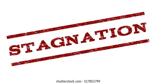 Stagnation watermark stamp. Text caption between parallel lines with grunge design style. Rubber seal stamp with scratched texture. Vector dark red color ink imprint on a white background.
