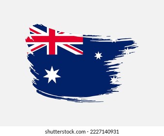 Stain brush painted stroke flag of Australia on isolated background