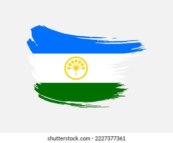 Stain brush painted stroke flag of Bashkortostan on isolated background