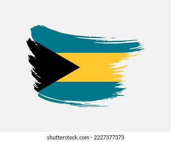 Stain brush painted stroke flag of Bahamas on isolated background