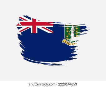 Pinsel mit Pinselstrich, die Flagge der Britischen Jungferninseln auf isoliertem Hintergrund