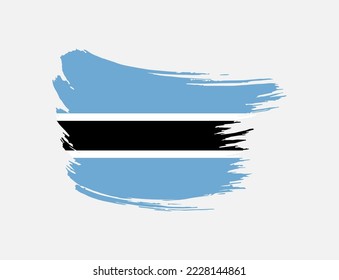 Stain brush painted stroke flag of Botswana on isolated background