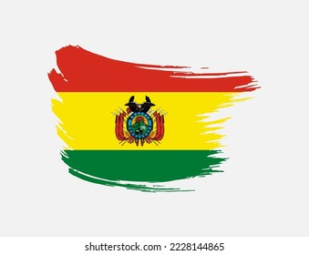 Stain brush painted stroke flag of Bolivia on isolated background