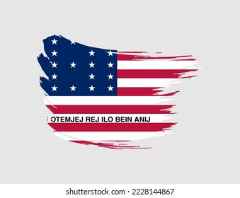 Stain brush painted stroke flag of Bikini Atoll on isolated background