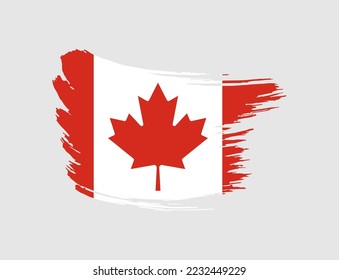 Bandera de trazo pintado de pincel de mancha de Canadá en un fondo aislado