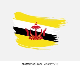 Pinselstrich mit Pinsel, mit Schlaganfall Flagge von Brunei auf isoliertem Hintergrund