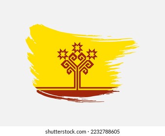 Stain brush painted stroke flag of Chuvashia on isolated background