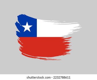 Stain brush painted stroke flag of Chile on isolated background