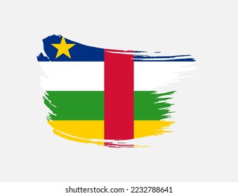 Stain brush painted stroke flag of Central African Republic on isolated background