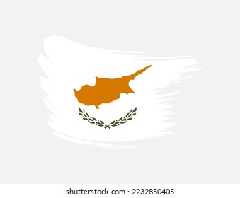 Stain brush painted stroke flag of Cyprus on isolated background