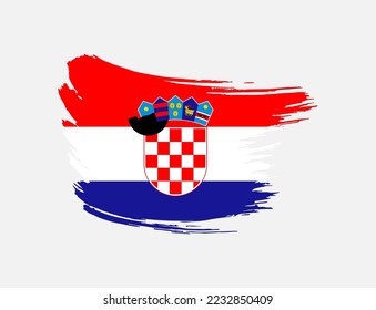 Stain brush painted stroke flag of Croatia on isolated background