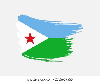 Stain brush painted stroke flag of Djibouti on isolated background