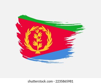 Pinselstrich mit Pinselstrich, mit Schlaganfall Flagge von Eritrea auf isoliertem Hintergrund