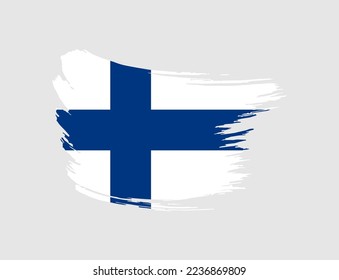 Stain brush painted stroke flag of Finland on isolated background