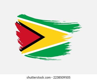 Stain brush painted stroke flag of Guyana on isolated background