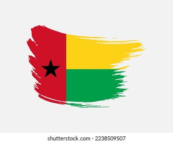 Bandera de un pincel de manchas pintadas de Guinea-Bissau en un fondo aislado
