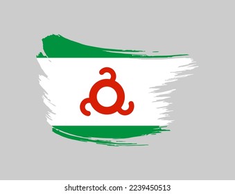 Stain brush painted stroke flag of Ingushetia on isolated background