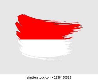 Stain brush painted stroke flag of Indonesia on isolated background