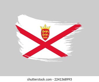 Stain brush painted stroke flag of Jersey on isolated background