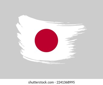 Stain brush painted stroke flag of Japan on isolated background