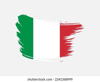 Stain brush painted stroke flag of Italy on isolated background