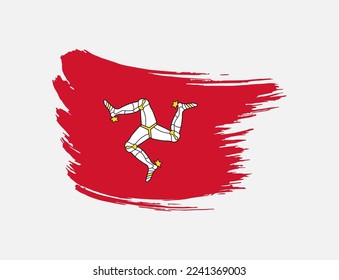 Bandera de un pincel de manchas pintadas de la Isla de Man en un fondo aislado